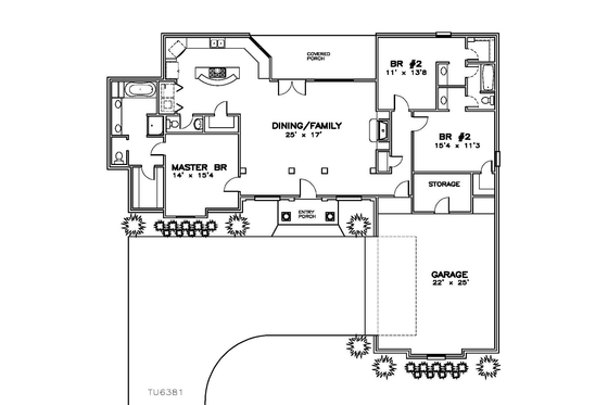 Floor Plan - Main Floor for European House Plan #8-163 - 3 bed, 2.5 bath