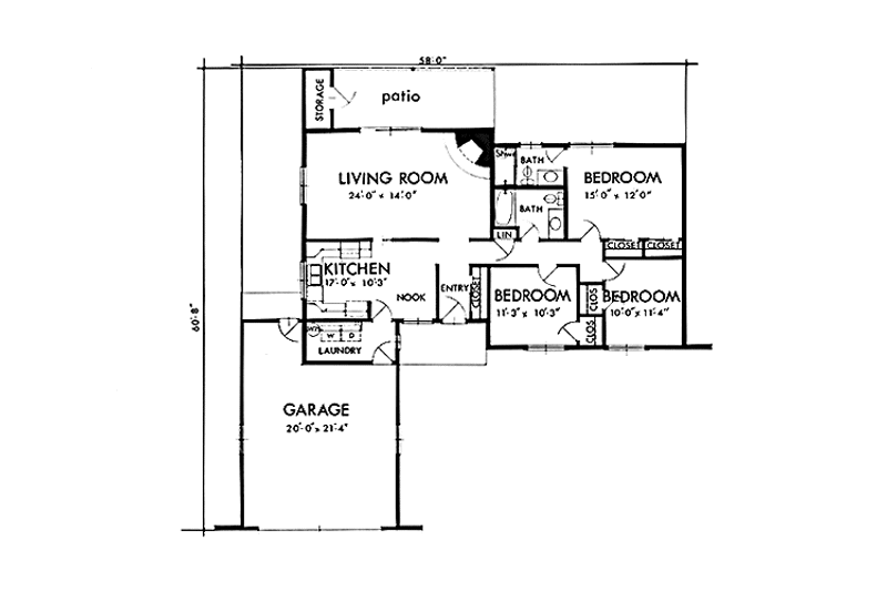 Dream House Plan - Floor Plan - Main Floor for Adobe / Southwestern House Plan #320-1385 - 3 bed, 2 bath