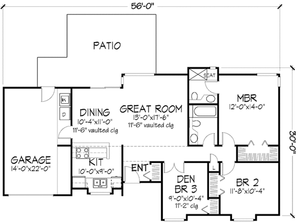 House Blueprint - Prairie Floor Plan - Main Floor Plan #320-1069