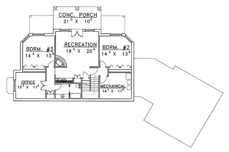 Dream House Plan - Floor Plan - Lower Floor for European House Plan #117-820 - 3 bed, 2.5 bath