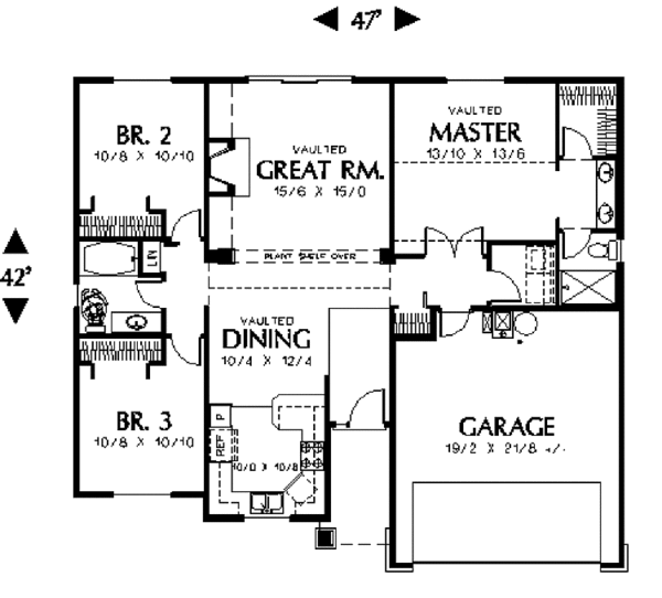 House Design - Craftsman Floor Plan - Main Floor Plan #48-788