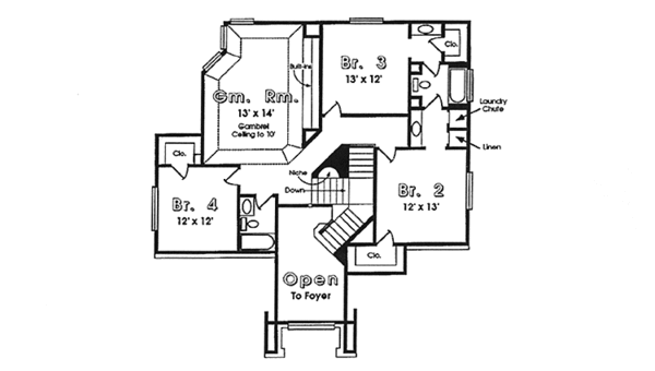 Dream House Plan - Country Floor Plan - Upper Floor Plan #974-4