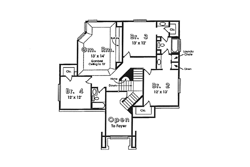 Architectural House Design - Floor Plan - Upper Floor for Country House Plan #974-4 - 4 bed, 3.5 bath