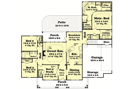 Floor Plan - Main Floor for Country House Plan #430-47 - 4 bed, 2.5 bath