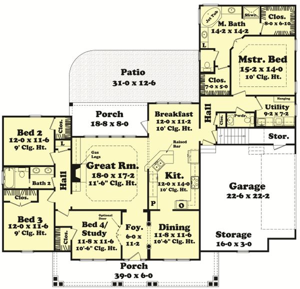 Country Floor Plan - Main Floor Plan #430-47