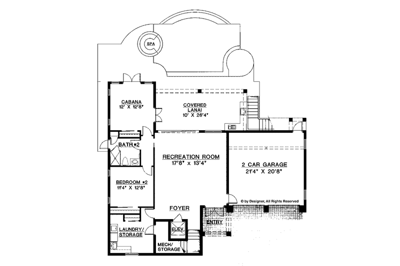 Home Plan - Floor Plan - Main Floor for Mediterranean House Plan #1017-97 - 5 bed, 4.5 bath