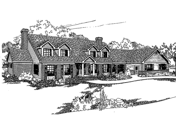 Exterior - Front Elevation 3 for Colonial House Plan #60-835 - 5 bed, 4.5 bath