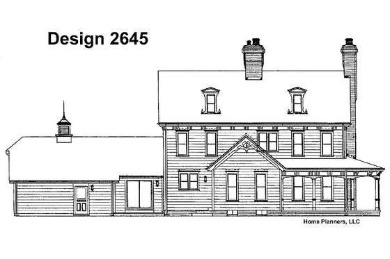 Exterior - Rear Elevation for Victorian House Plan #72-679 - 5 bed, 2 bath
