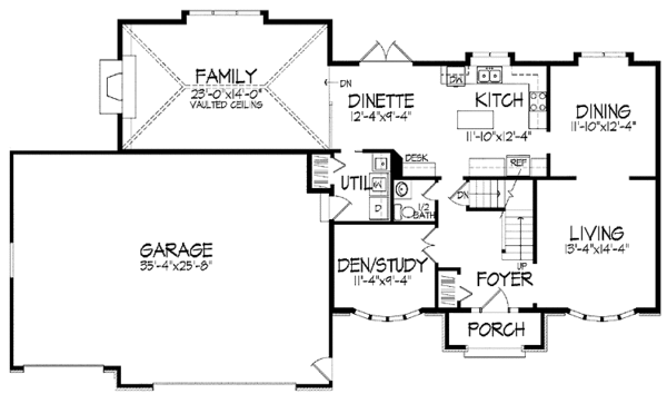 Home Plan - Tudor Floor Plan - Main Floor Plan #51-868