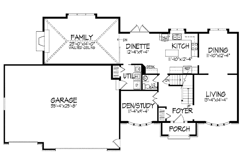 Home Plan - Floor Plan - Main Floor for Tudor House Plan #51-868 - 3 bed, 2.5 bath
