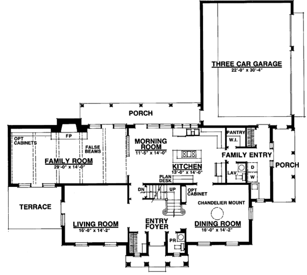 Architectural House Design - Classical Floor Plan - Main Floor Plan #1016-34