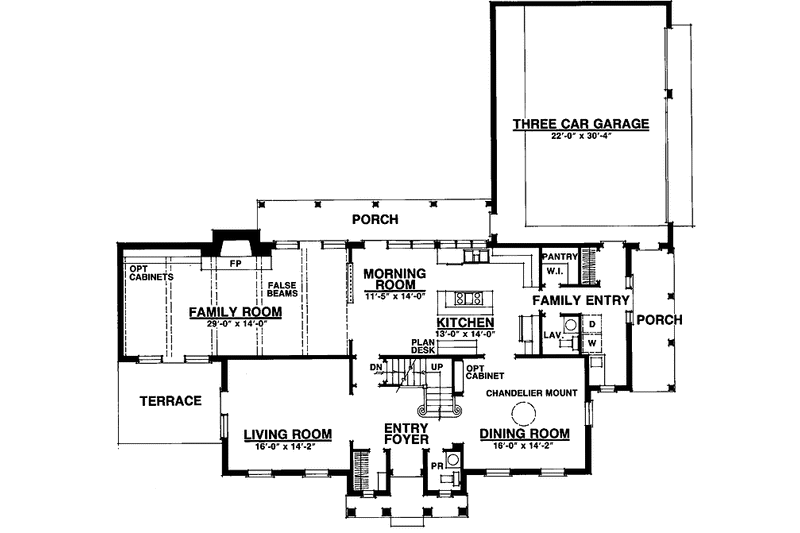 Architectural House Design - Floor Plan - Main Floor for Classical House Plan #1016-34 - 4 bed, 3 bath
