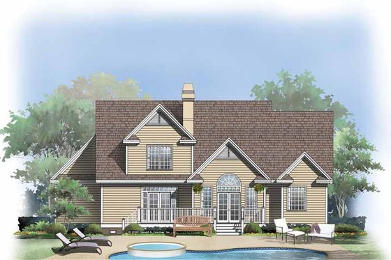 Exterior - Rear Elevation for Country House Plan #929-653 - 3 bed, 2.5 bath