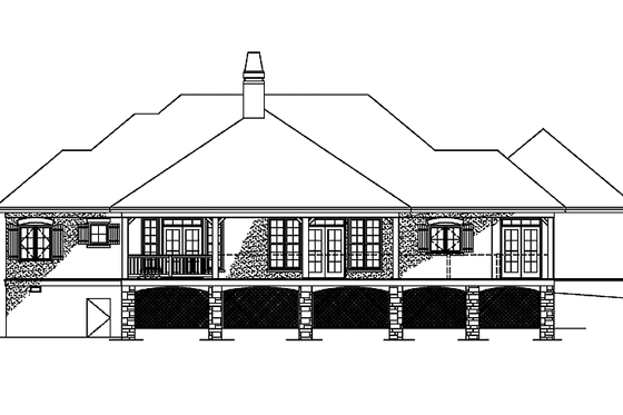 Exterior - Rear Elevation for European House Plan #929-303 - 3 bed, 2.5 bath