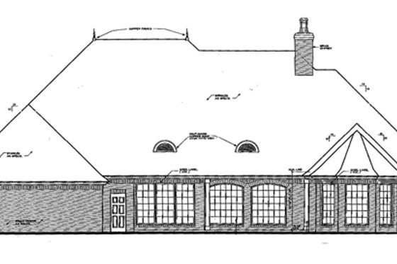 Exterior - Rear Elevation for European House Plan #310-335 - 4 bed, 3.5 bath