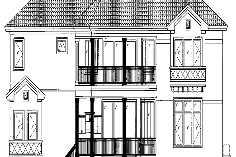 Architectural House Design - Exterior - Rear Elevation for Mediterranean House Plan #1017-48 - 4 bed, 4.5 bath