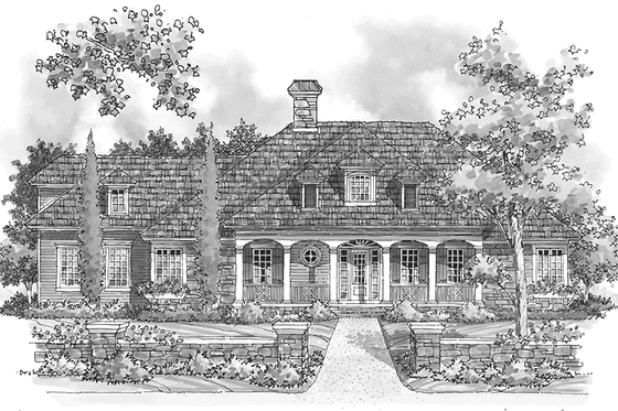 Exterior - Front Elevation 3 for Classical House Plan #930-226 - 3 bed, 2.5 bath