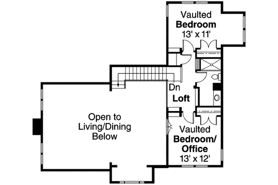 Floor Plan - Upper Floor for Prairie House Plan #124-553 - 3 bed, 3.5 bath