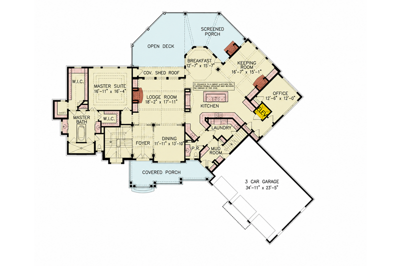 House Plan Design - Floor Plan - Main Floor for Country House Plan #54-714 - 5 bed, 5 bath