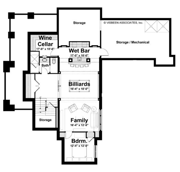 Architectural House Design - Craftsman Floor Plan - Lower Floor Plan #928-239
