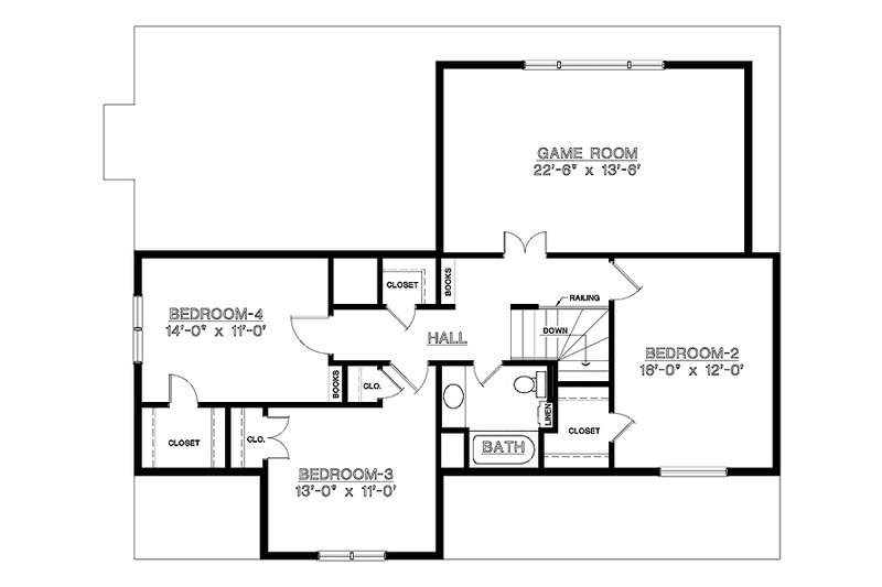 Home Plan - Floor Plan - Upper Floor for Country House Plan #45-464 - 4 bed, 2.5 bath