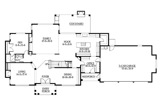 Floor Plan - Main Floor for Craftsman House Plan #132-496 - 5 bed, 4 bath