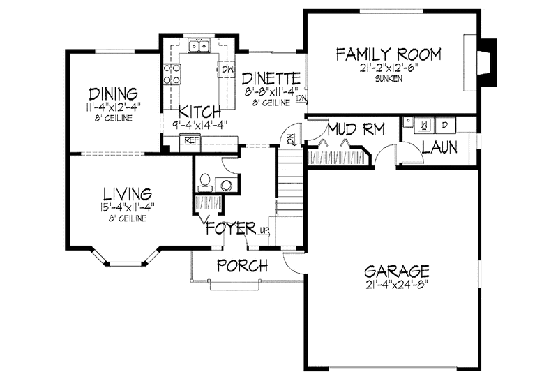 Dream House Plan - Floor Plan - Main Floor for Country House Plan #51-737 - 3 bed, 2.5 bath