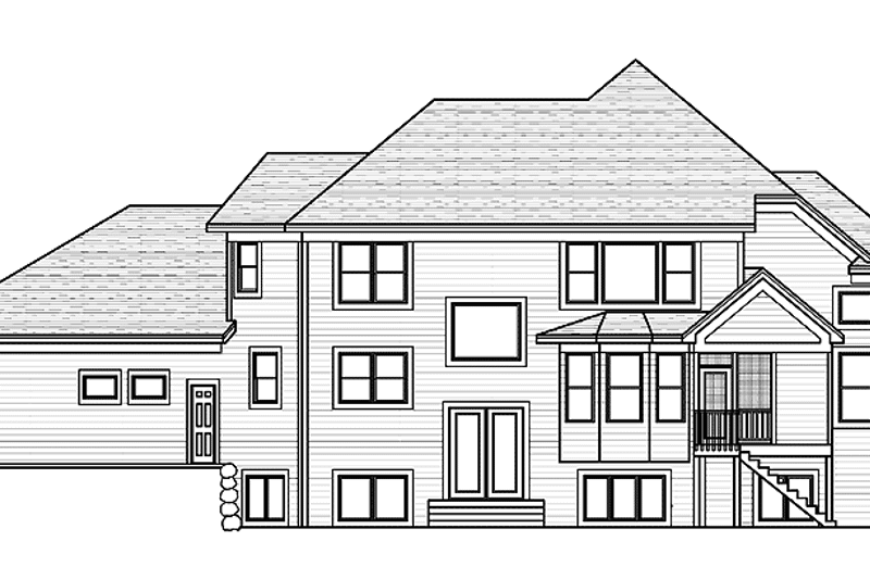 Dream House Plan - Exterior - Rear Elevation for European House Plan #51-638 - 2 bed, 2.5 bath