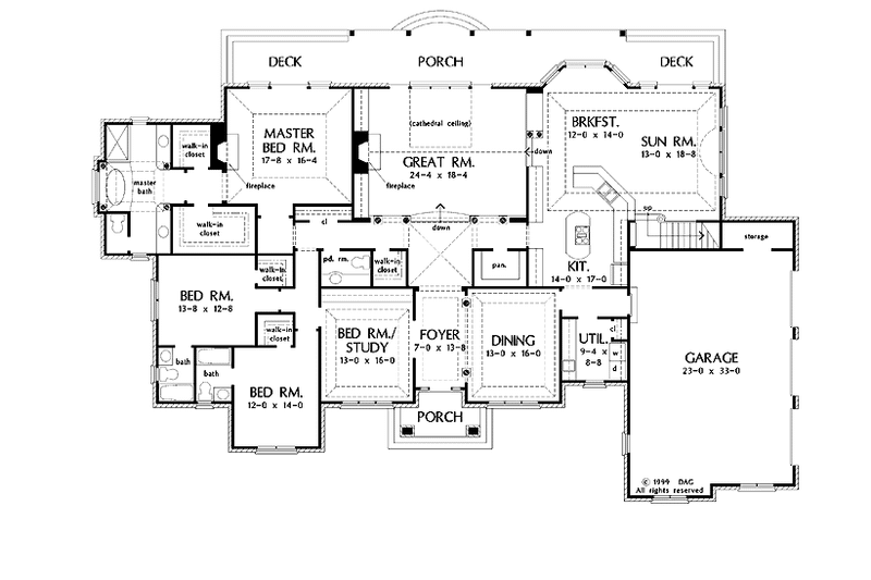 Home Plan - Floor Plan - Main Floor for European House Plan #929-496 - 4 bed, 3.5 bath