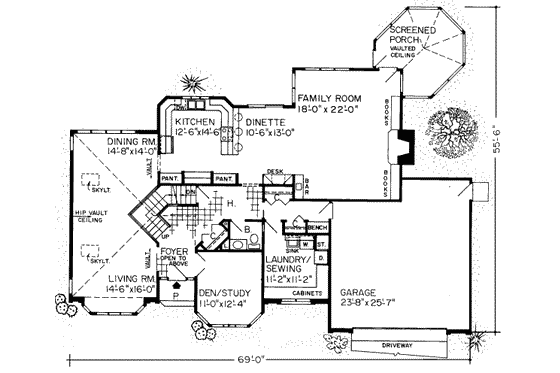 Floor Plan - Main Floor for Traditional House Plan #312-200 - 4 bed, 2.5 bath
