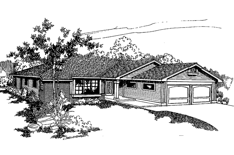 Architectural House Design - Exterior - Front Elevation 3 for Ranch House Plan #60-833 - 3 bed, 2.5 bath
