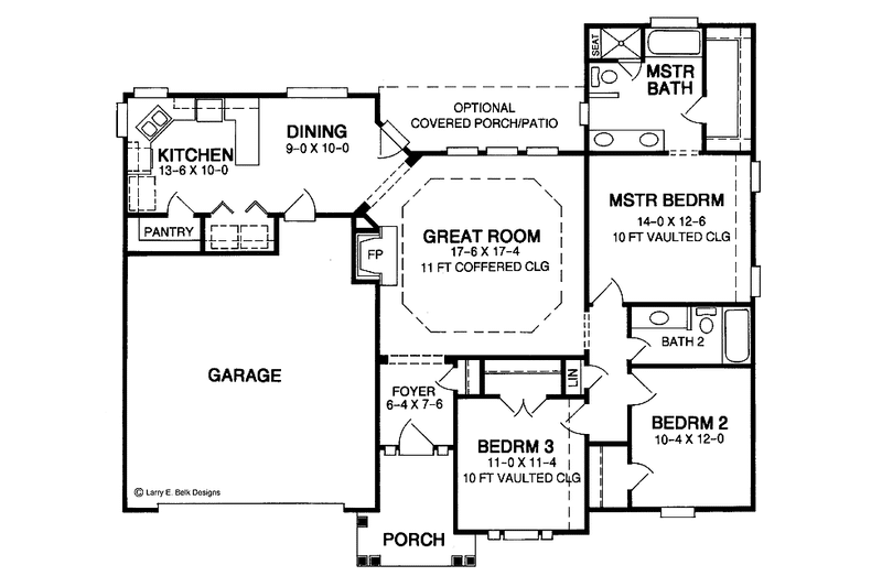 Architectural House Design - Floor Plan - Main Floor for Ranch House Plan #952-278 - 3 bed, 2 bath