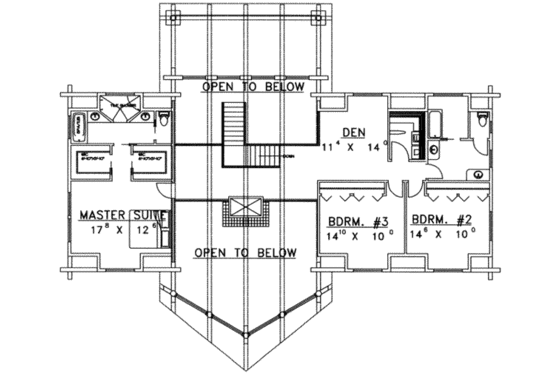 Floor Plan - Upper Floor for Log House Plan #117-271 - 5 bed, 3.5 bath