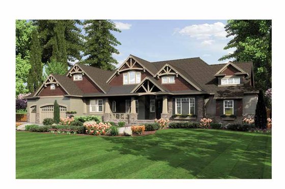 Exterior - Front Elevation 3 for Traditional House Plan #132-555 - 3 bed, 3.5 bath