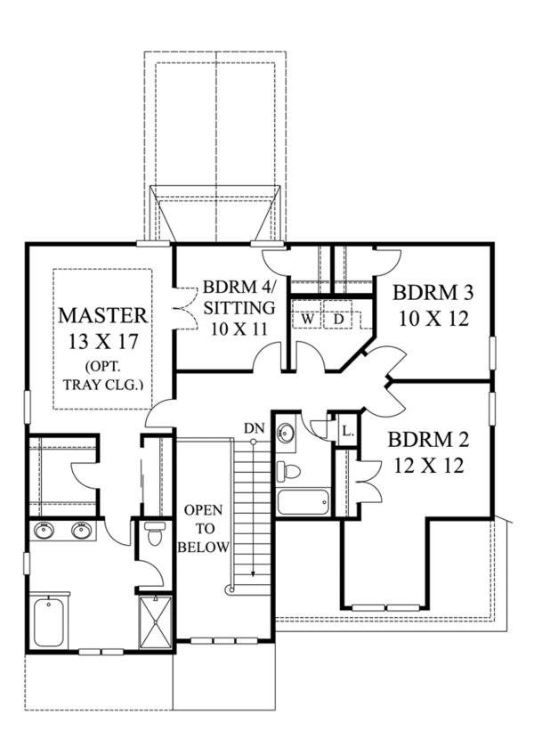 Architectural House Design - Colonial Floor Plan - Upper Floor Plan #1053-45