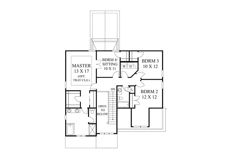 House Blueprint - Floor Plan - Upper Floor for Colonial House Plan #1053-45 - 4 bed, 2.5 bath