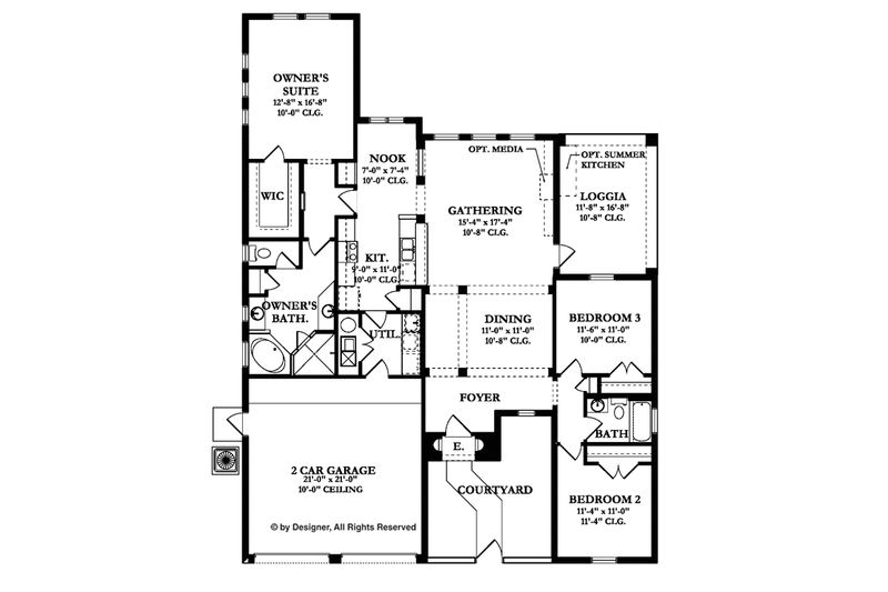 Home Plan - Floor Plan - Main Floor for Mediterranean House Plan #1058-6 - 3 bed, 2 bath