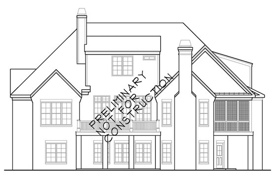 Exterior - Rear Elevation for European House Plan #927-400 - 4 bed, 4 bath
