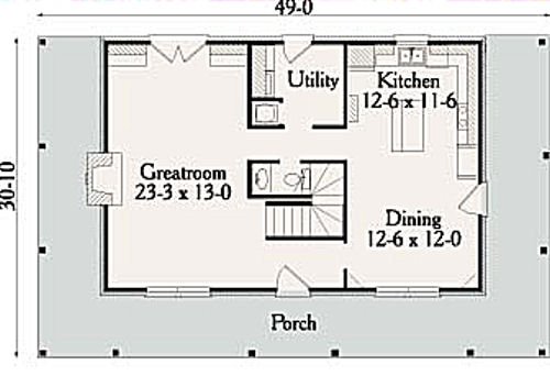 Floor Plan - Main Floor for Country House Plan #406-249 - 3 bed, 2.5 bath