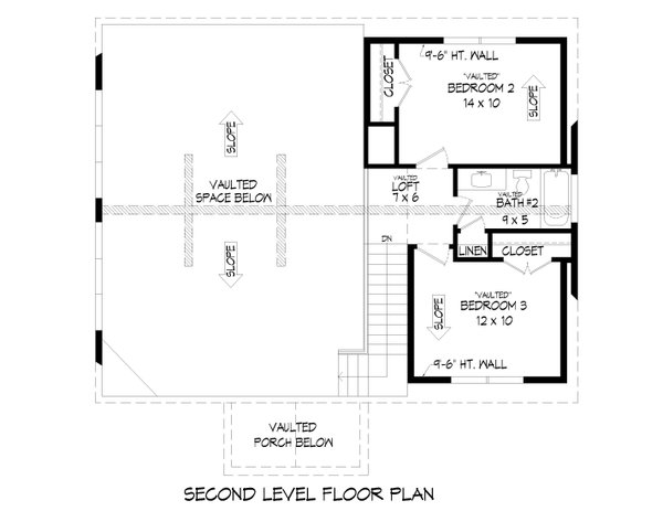 Southern Floor Plan - Upper Floor Plan #932-795