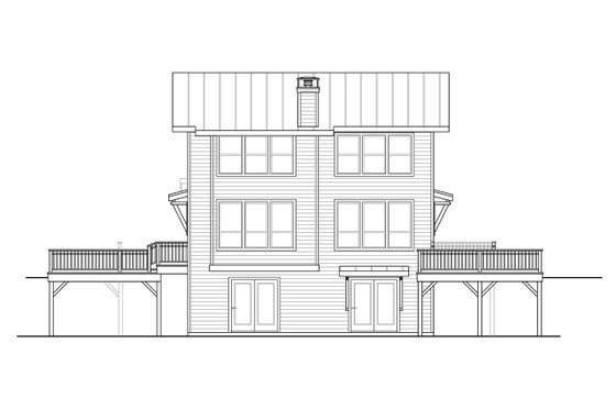 Exterior - Rear Elevation for Contemporary House Plan #124-1169 - 5 bed, 3.5 bath