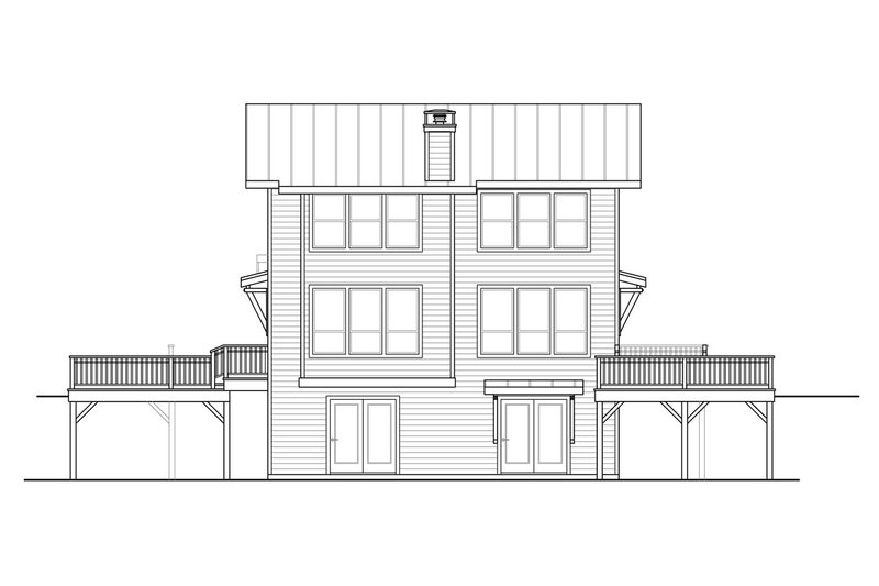 Home Plan - Exterior - Rear Elevation for Contemporary House Plan #124-1169 - 5 bed, 3.5 bath