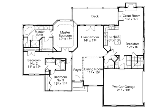 Floor Plan - Main Floor for Traditional House Plan #429-30 - 3 bed, 2.5 bath
