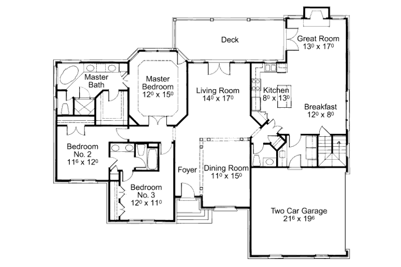 House Blueprint - Floor Plan - Main Floor for Traditional House Plan #429-30 - 3 bed, 2.5 bath