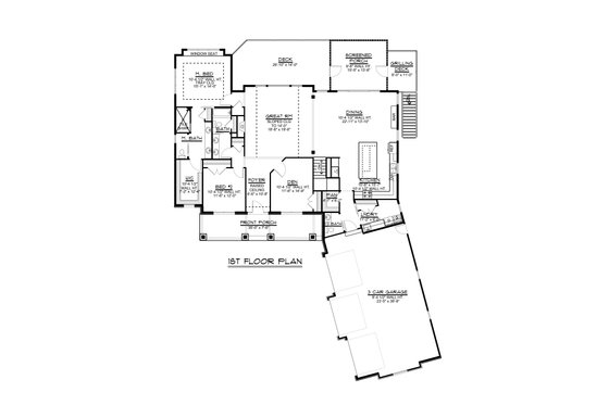 Floor Plan - Main Floor for Craftsman House Plan #1064-68 - 2 bed, 2.5 bath