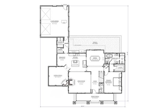 Floor Plan - Main Floor for Southern House Plan #1094-4 - 4 bed, 3.5 bath