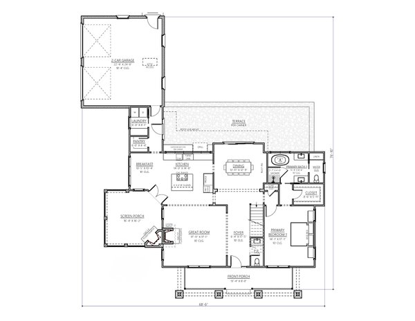 Architectural House Design - Southern Floor Plan - Main Floor Plan #1094-4