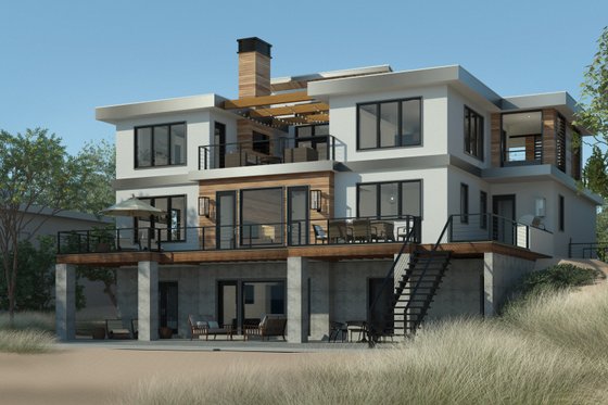 Exterior - Rear Elevation 4 for Contemporary House Plan #928-352 - 4 bed, 4.5 bath