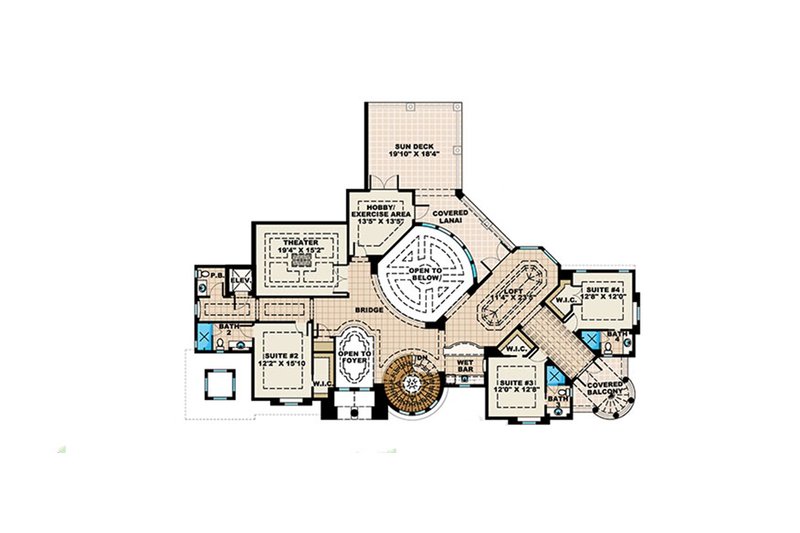 Home Plan - Floor Plan - Upper Floor for Mediterranean House Plan #27-476 - 4 bed, 7 bath