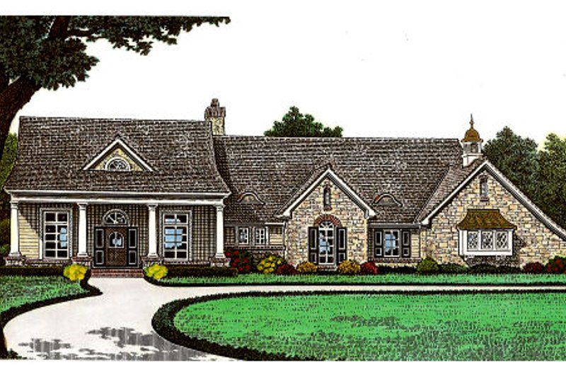 House Blueprint - European Exterior - Front Elevation Plan #310-649
